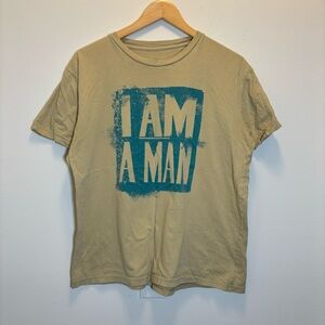 "I AM A MAN" Glenn Beck Graphic Beige T-Shirt Tee Size Large